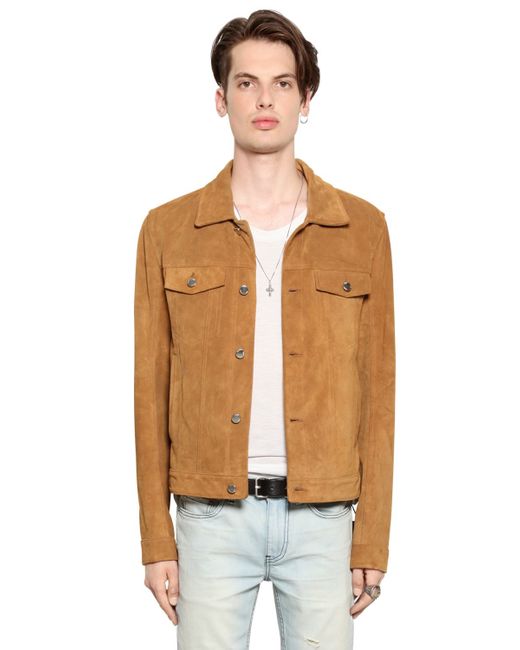 Blk dnm Clean Cut Suede Jacket in Beige for Men (TAN) | Lyst