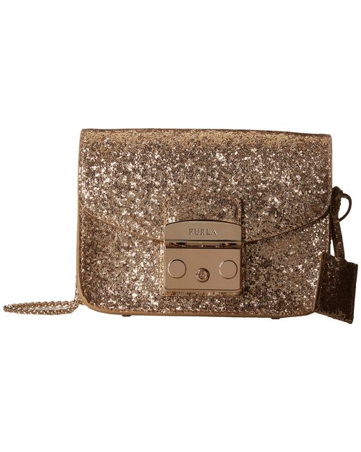 furla metropolis mini crossbody in gold color gold lyst furla metropolis mini crossbody in gold color gold lyst