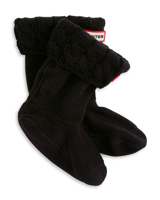 Hunter Cable-knit Boot Socks in Black Lyst