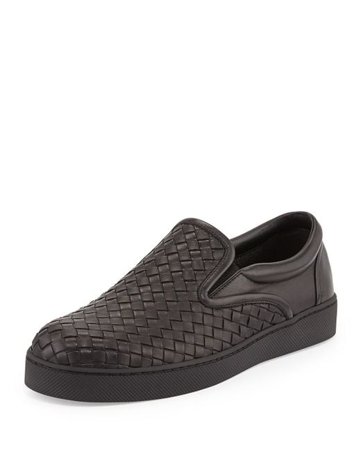 Bottega veneta Woven Leather Slip-on Sneaker in Black for Men | Lyst