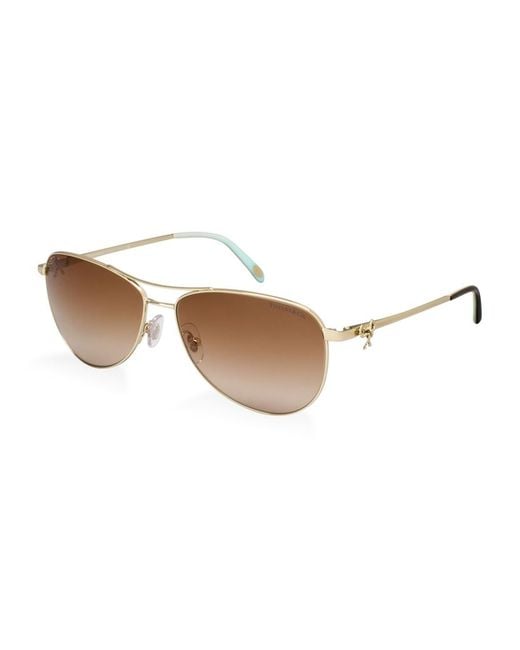 Tiffany And Co Bow Aviator Sunglasses In Gold Lyst