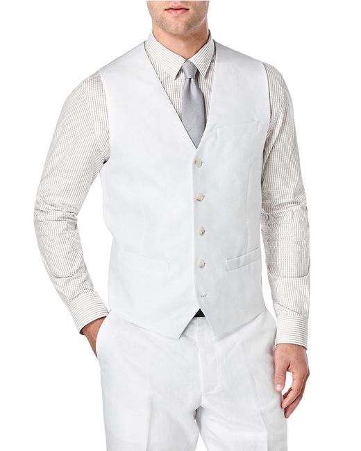 Perry ellis Big And Tall Linen-cotton Suit Vest in White for Men