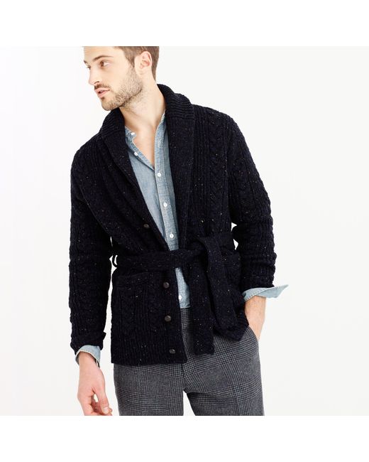 J.crew Donegal Wool Belted Shawl Cardigan Sweater in Blue for Men (dark ...