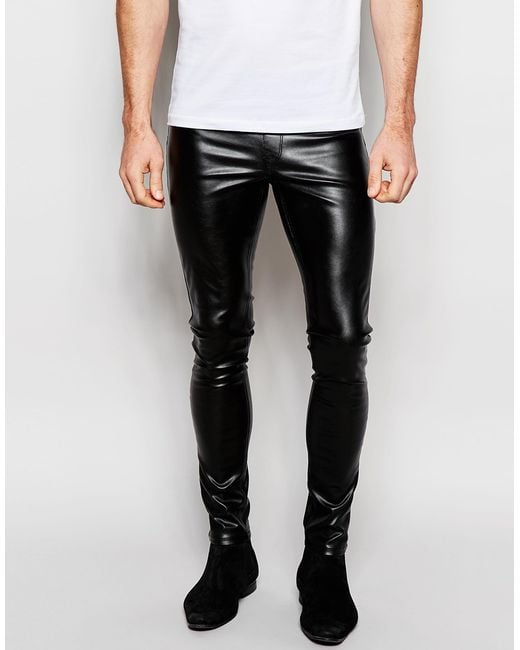 Asos Meggings In Faux Leather in Black for Men | Lyst