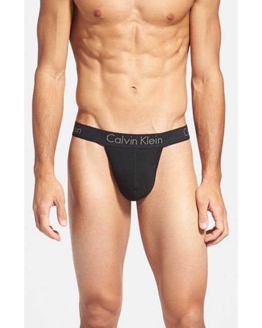 Calvin Klein Cotton Thong 2 Pack In Black For Men Lyst