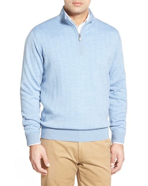 Bobby jones Windproof Merino Wool Quarter Zip Sweater in Blue for Men ...
