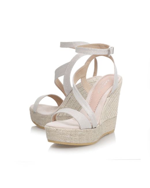 Carvela kurt geiger Klassy High Wedge Heel Strappy Sandals in Gold - Save 49% | Lyst