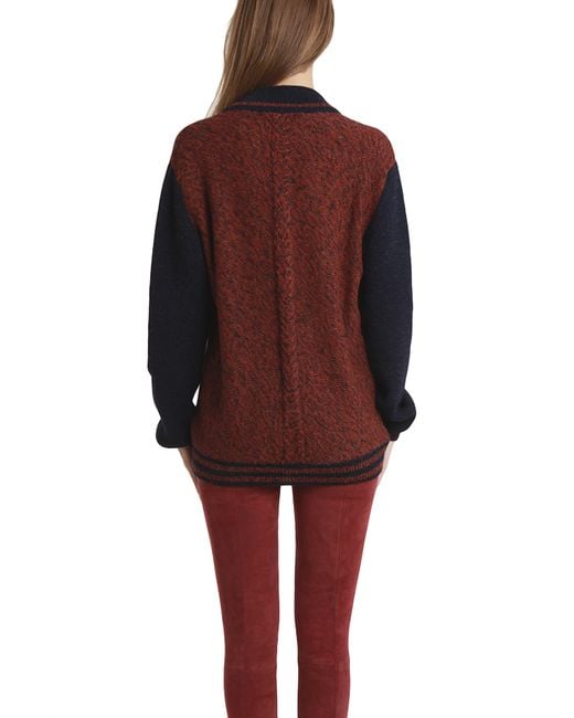 Monsieur lacenaire Knitted Varsity Jacket in Brown (rust) Lyst