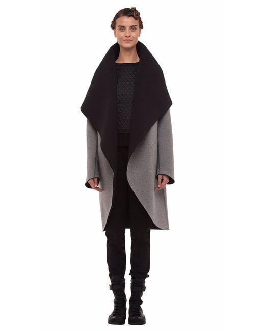 Norma kamali Shawl Collar Coat Reversible in Black (Black/Dark Grey ...