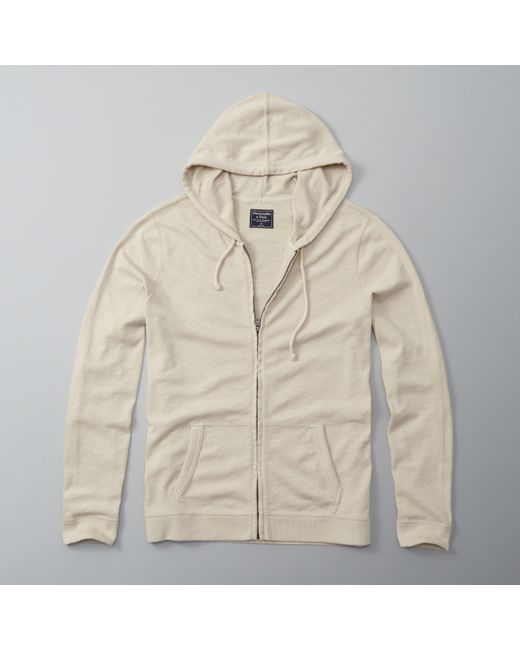 Abercrombie & fitch Full-zip Hoodie in Natural for Men | Lyst