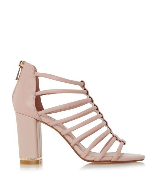 Glamorous blush barely there square toe block heeled sandals | ASOS | Heels, Peach heels 