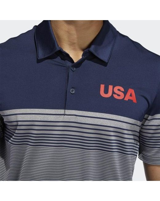 adidas Usa Golf Ultimate365 Stripe Polo Shirt in Blue for Men Lyst