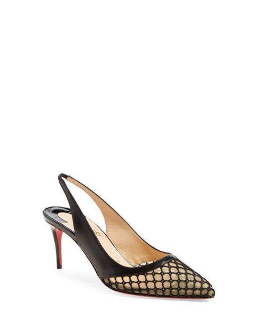 Christian louboutin Miluna Fishnet Slingback Leather Pumps in ...