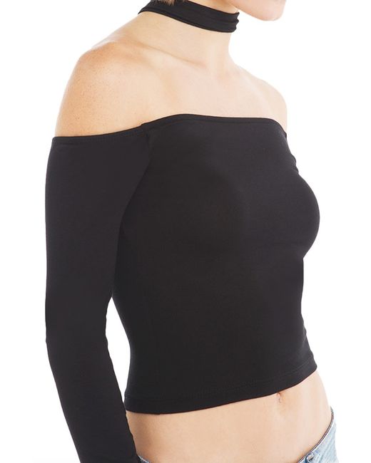 Akira In The End Shoulderless Crop Top in Black Lyst