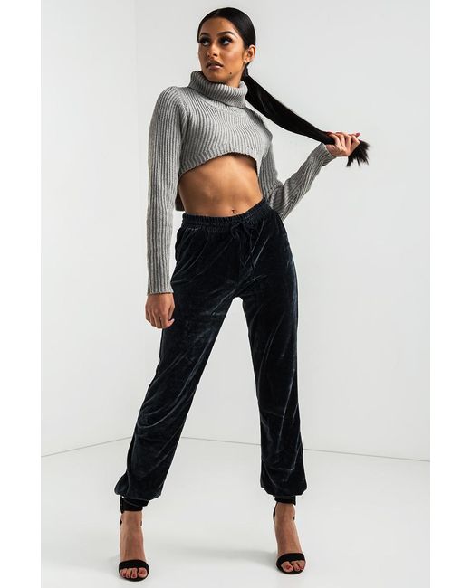 low waisted velvet joggers