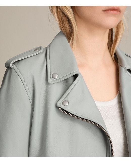 Allsaints Balfern Leather Biker Jacket In Blue Lyst Allsaints Blue Balfern Leather Biker Jacket Lyst