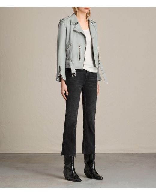 Allsaints Balfern Leather Biker Jacket In Blue Lyst Allsaints Blue Balfern Leather Biker Jacket Lyst