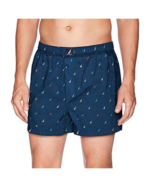 Nautica Classic Cotton Woven Boxer in Blue for Men - Lyst