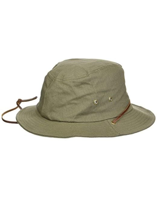 Lyst - Brixton Penn Quilted Short Brim Waxed Cotton Fedora Hat in Green ...