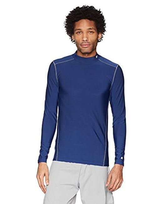 Download Starter Long Sleeve Mock Neck Athletic Light-compression T-shirt, Amazon Exclusive in Blue for ...