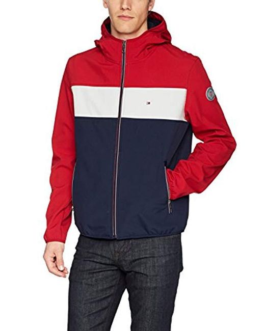 Lyst - Tommy Hilfiger Hooded Performance Soft Shell Jacket in Red for Men