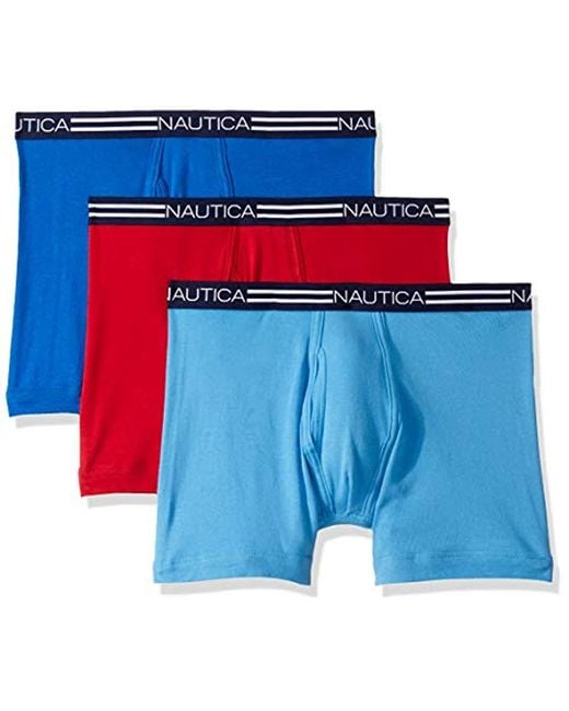 Nautica Classic Cotton Boxer Brief Multipack in Blue for Men - Lyst