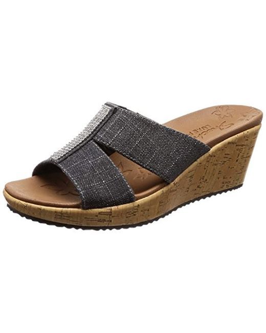 Lyst - Skechers Beverlee-2nd Chance-rhinestone H-band Slide Wedge Sandal in Black - Save 48. 
