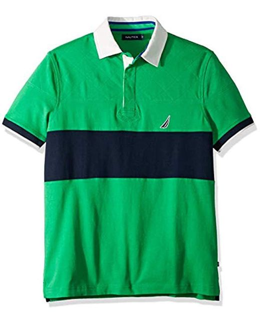 Lyst - Nautica Short Sleeve Colorblock Classic Fit Polo Shirt in Green ...