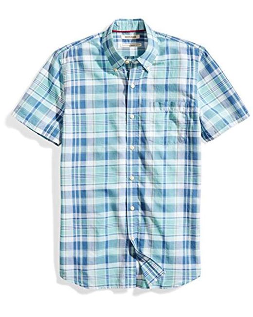 Lyst - Goodthreads Slim-fit Short-sleeve Lightweight Madras Plaid Shirt ...