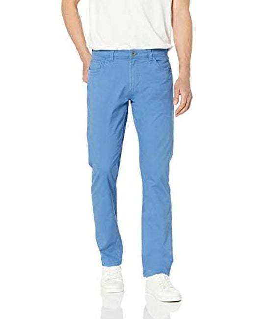 Izod Saltwater Stretch Flat Front Straight Fit Chino Pant In Blue For 