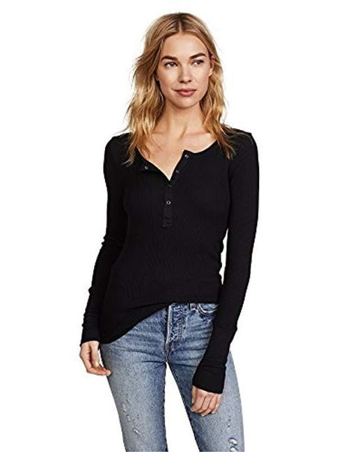 black long sleeve henley womens