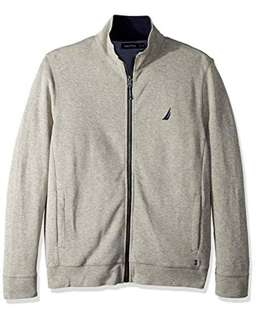 Lyst - Nautica Long Sleeve Zip Front Mock Neck Sweatshirt ...