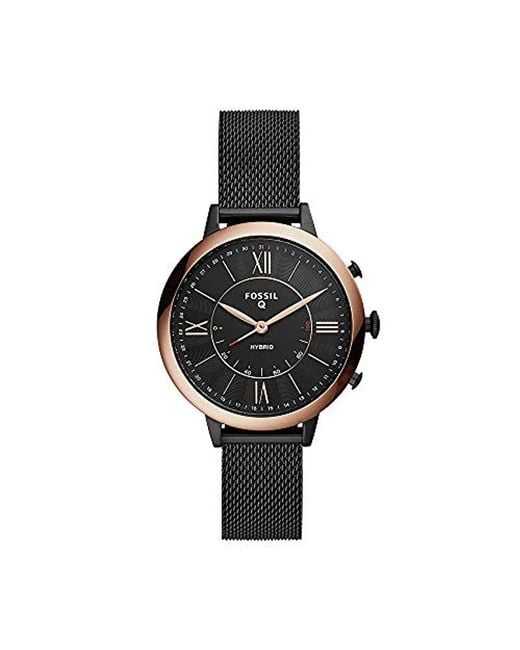 Lyst - Fossil Jacqueline Stainless Steel Mesh Hybrid Smartwatch, Color ...
