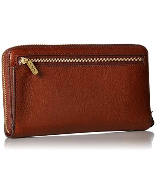Fossil Liza Zip Around Wallet in Brown Lyst