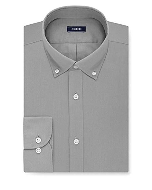 Lyst Izod Slim Fit Solid Button Down Collar Dress Shirt in Gray for Men