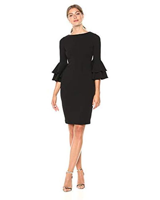 Lyst - Calvin Klein Tiered Bell Sleeve Dress in Black - Save 52%
