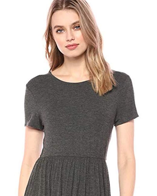 Amazon Essentials Short-sleeve Waisted Maxi Dress in Gray - Lyst