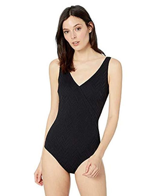 Gottex Textured Surplice One Piece Swimsuit In Black Save 55 Lyst