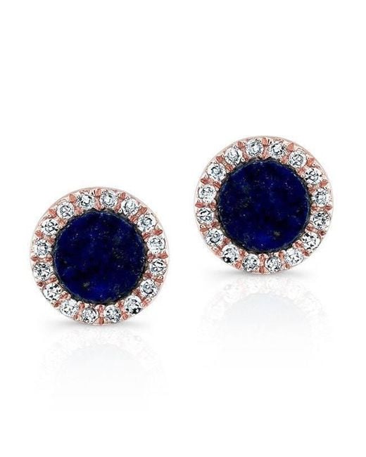 Lyst Anne Sisteron 14kt Rose Gold Lapis Lazuli Diamond Round Stud Anne Sisteron Blue 14kt Rose Gold Lapis Lazuli Diamond Round Stud Earrings Lyst