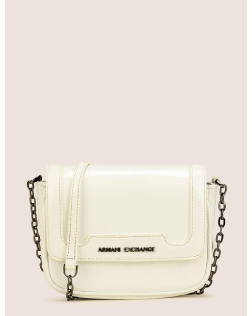 Lyst Armani Exchange Patent Effect Faux Leather Crossbody In White Armani Exchange White Patent Effect Faux Leather Crossbody Lyst