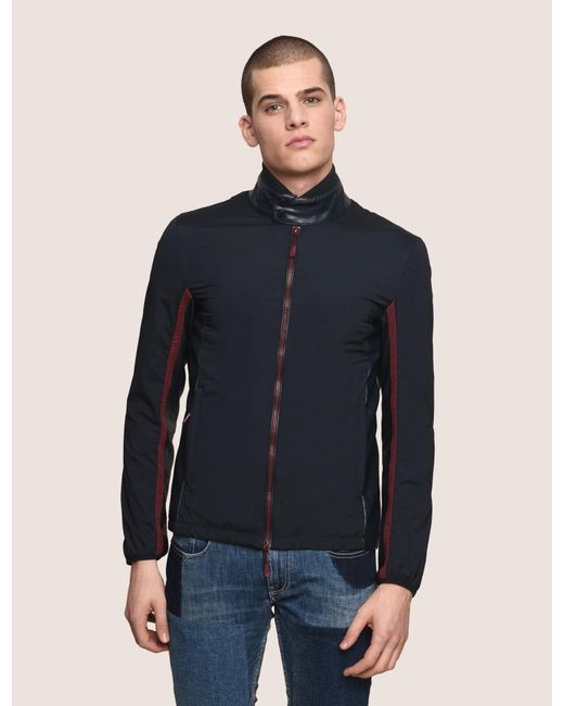Lyst Armani Exchange Faux Leather Stand Collar Jacket In Blue For Men Armani Exchange Blue Faux Leather Stand Collar Jacket For Men Lyst