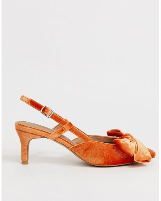 ASOS Sherry Bow Kitten Heels In Burnt Orange in Orange - Lyst