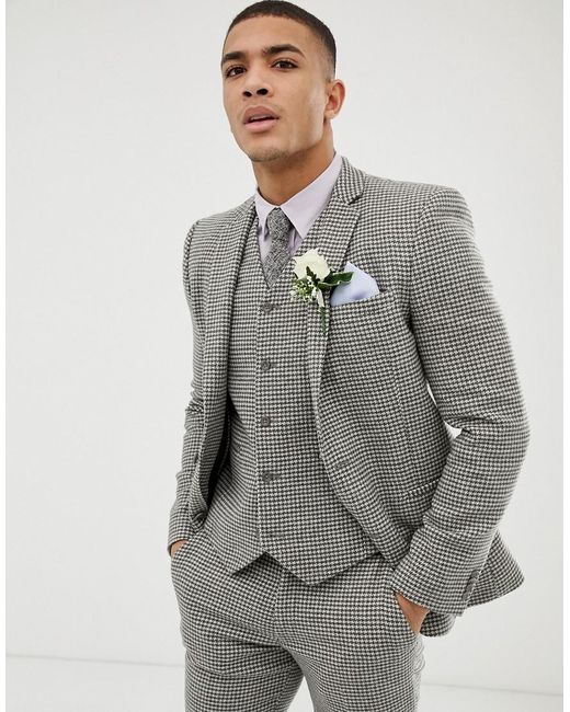 Lyst - ASOS Wedding Super Skinny Suit Jacket In Gray ...