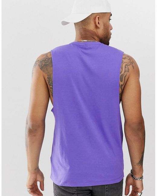 ASOS Organic Relaxed Sleeveless T-shirt With Dropped Armhole In Purple ...