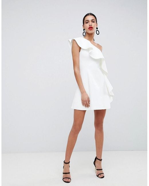 one shoulder dress white