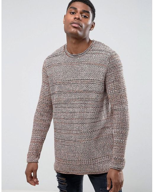 Lyst - Asos Longline Knitted Jumper In Rust And Brown Twist in Brown ...