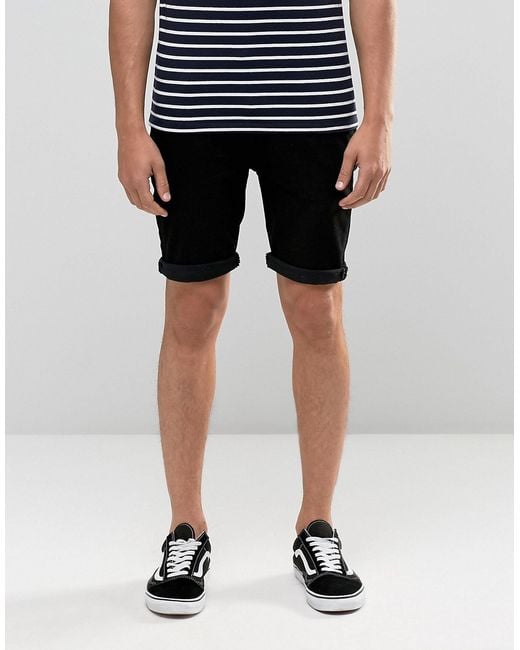 mens black denim shorts