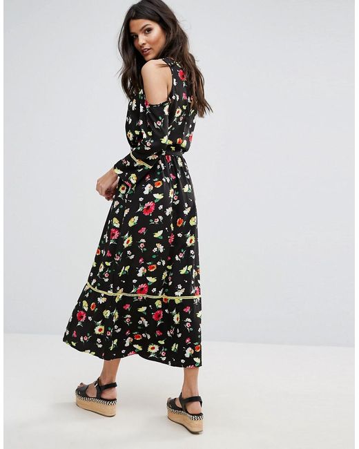 Warehouse | Warehouse Cold Shoulder Button Front Midi Dress