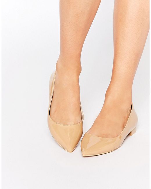 Asos Lost Pointed Ballet Flats In Natural Lyst