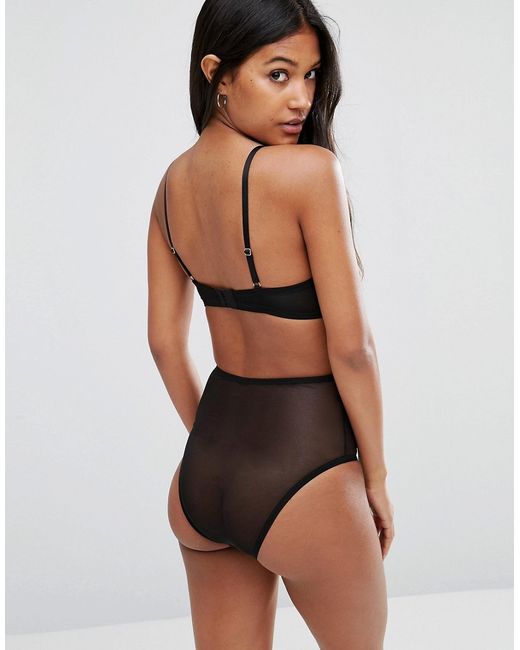 Asos Deme Satin Push Up Bra in Black Lyst